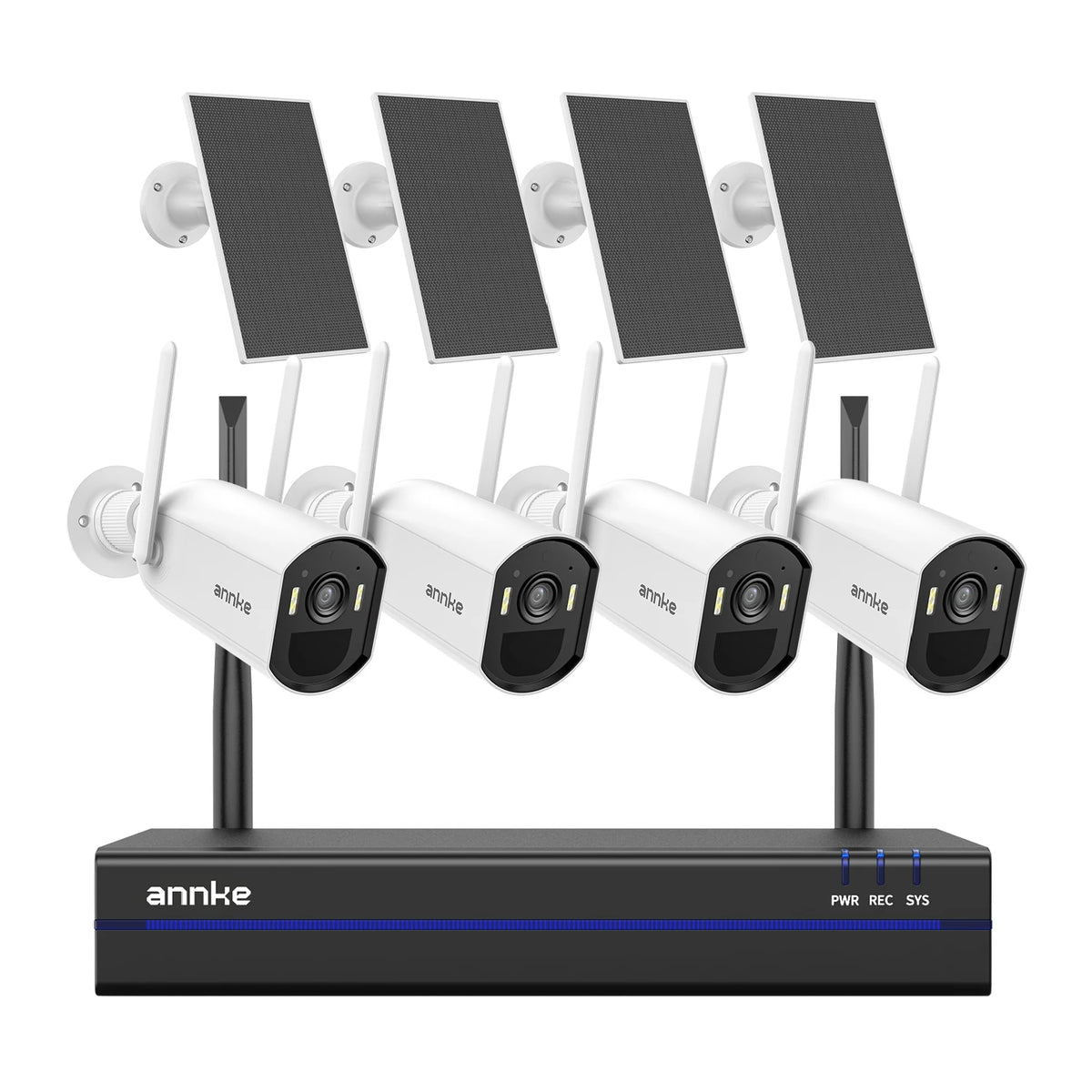 Kit NVR 16 Canaux + Caméras Solaires Sans Fil 4MP 2K – WiFi 6, PIR, Vision Nocturne Couleur, IP65, Audio Bidirectionnel – 4 à 12 Caméras