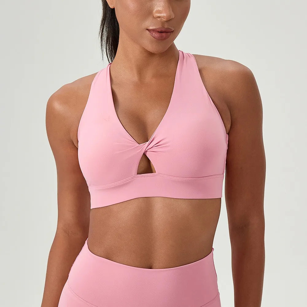 Brassière de Sport Femme – Agrafes Dos, Coussinet Amovible, Séchage Rapide, Anti-Chocs Yoga