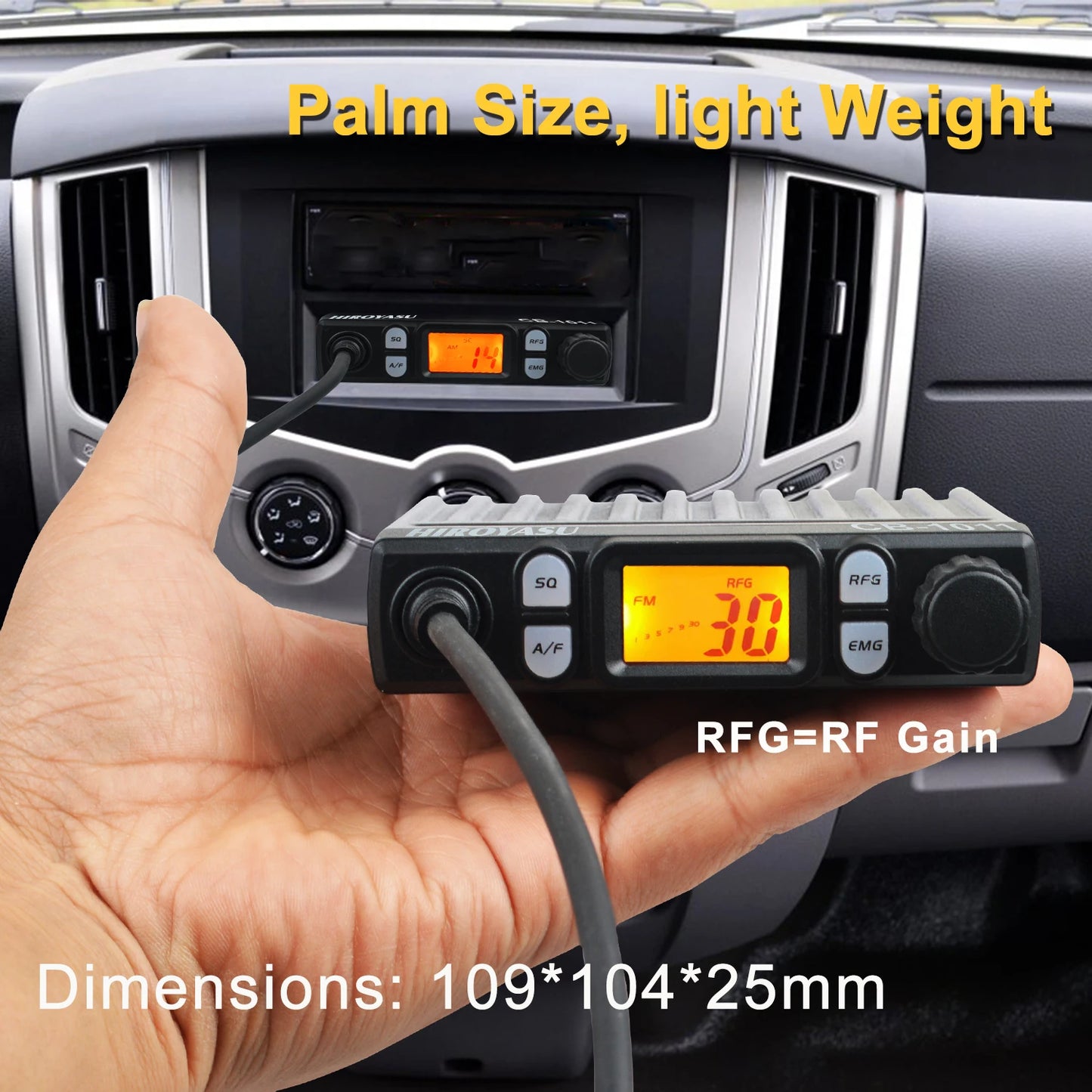 Radio CB Mobile HIROYASU CB-1011 – 8W AM/FM, 27 MHz, 40/80 Canaux, Multi-Pays EU/DE/UK/US