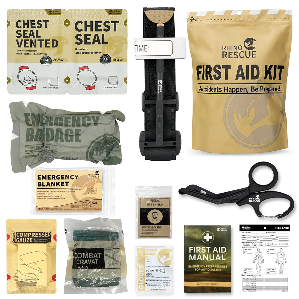 Kit Trauma Tactique IFAK Rhino Rescue – 7 ou 10 Pièces | Premiers Secours Combat & Urgence