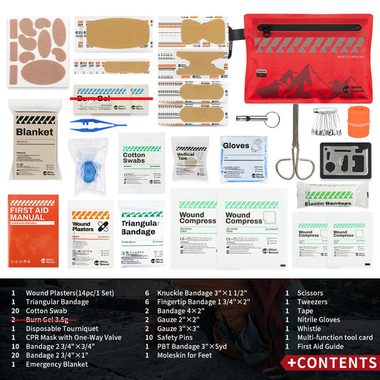 Kit de premiers secours léger Rhino Rescue - Trousse médicale ultralégère et étanche pour randonnée, vélo, voyage et véhicules - BLACKBEARD OUTDOOR INDUSTRIES