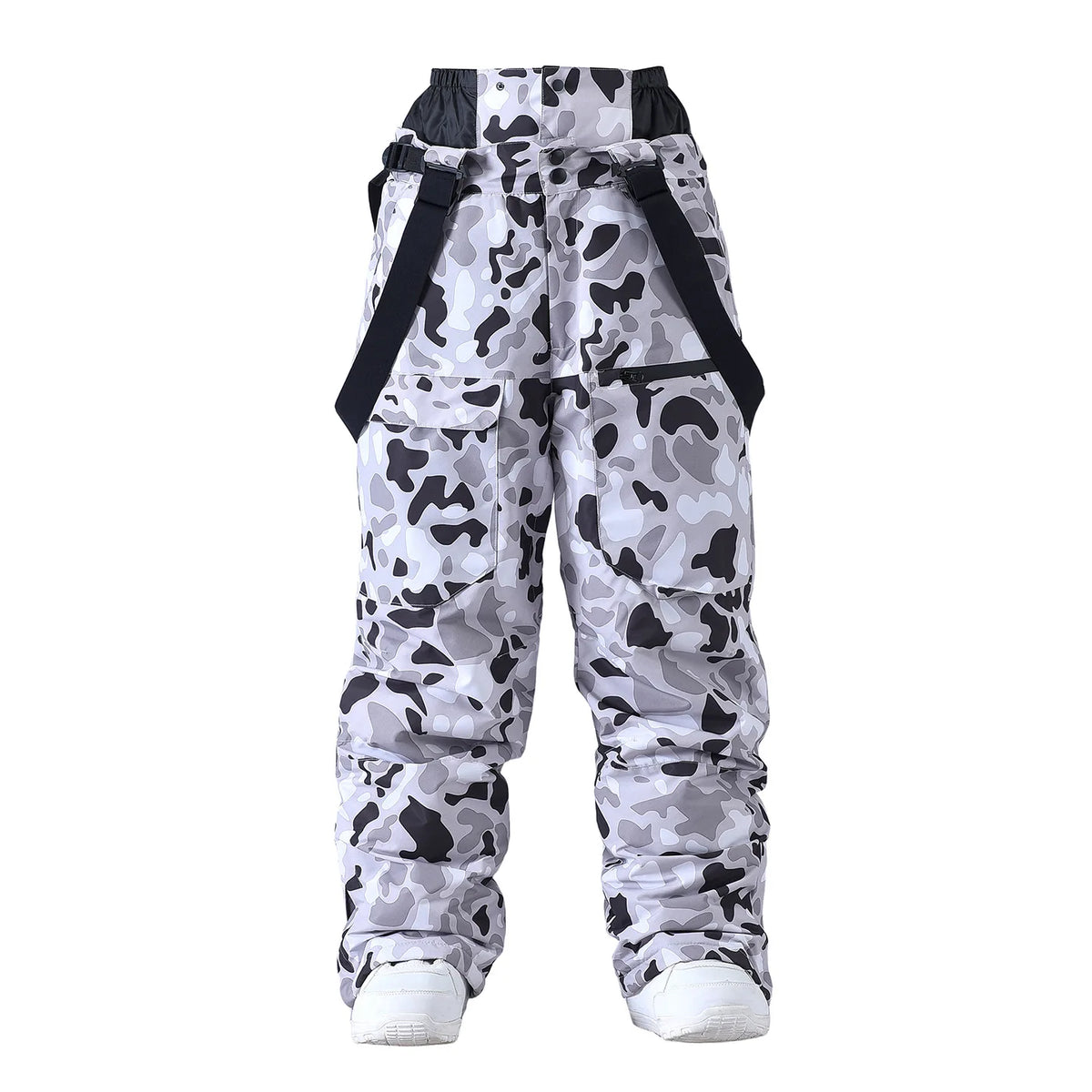 Pantalon de ski camouflage unisexe imperméable à bretelles