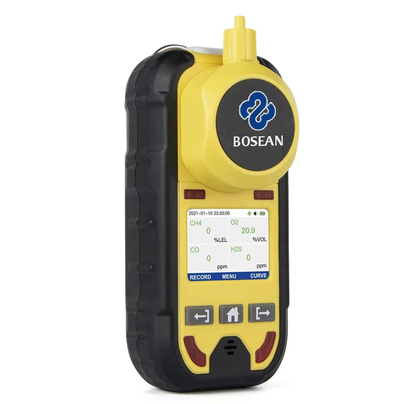 Détecteur de Gaz Portable 4 en 1 Bosean BH-4M – O2, CO, H2S, LEL avec Pompe d'Aspiration