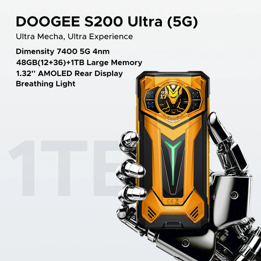 DOOGEE S200 Ultra 5G – Smartphone robuste 6,72'' 120Hz, 11000 mAh, 48 Go + 1 To, charge 66W, Android 15 (Dimensity 7400, NFC) - BLACKBEARD OUTDOOR INDUSTRIES