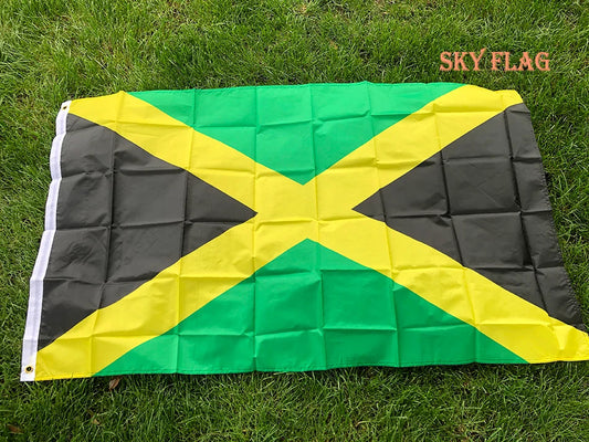 Drapeau National de la Jamaïque SKY FLAG 90X150cm – Drapeau en Polyester à Suspendre pour Décoration Intérieure et Extérieure BLACKBEARD OUTDOOR INDUSTRIES