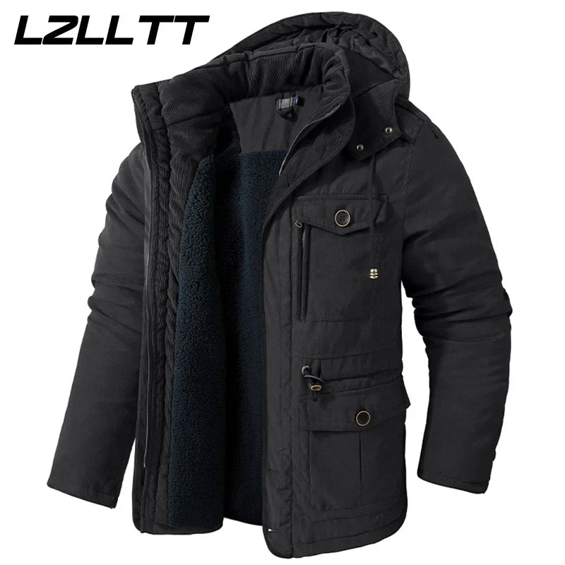 Parka Homme Hiver Chaude – LZLLTT Avec Capuche Amovible | Doublure Polaire | Multipoches | -30°C à +5°C - BLACKBEARD OUTDOOR INDUSTRIES