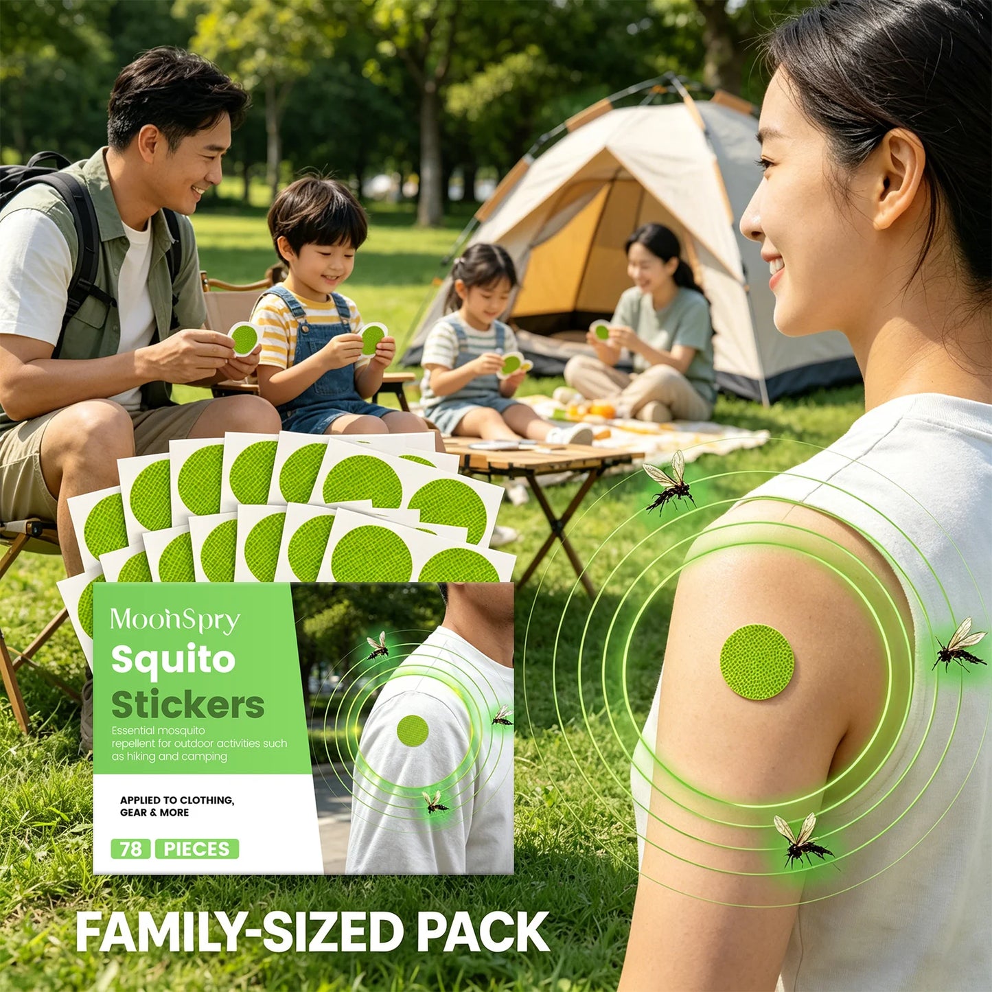 Patch Anti-Moustique Naturel – Huile Essentielle, Longue Durée, Lot de 78 – Extérieur Enfants Adultes