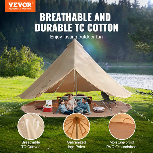 Tente Cloche Coton SucceBuy 4 Saisons – 3m/6m, Trou de Poêle, Yourte Camping