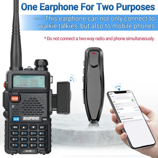 Oreillette Bluetooth Mains Libres pour Talkie-Walkie – PTT Sans Fil, Compatible Kenwood, Baofeng UV-5R, Quansheng