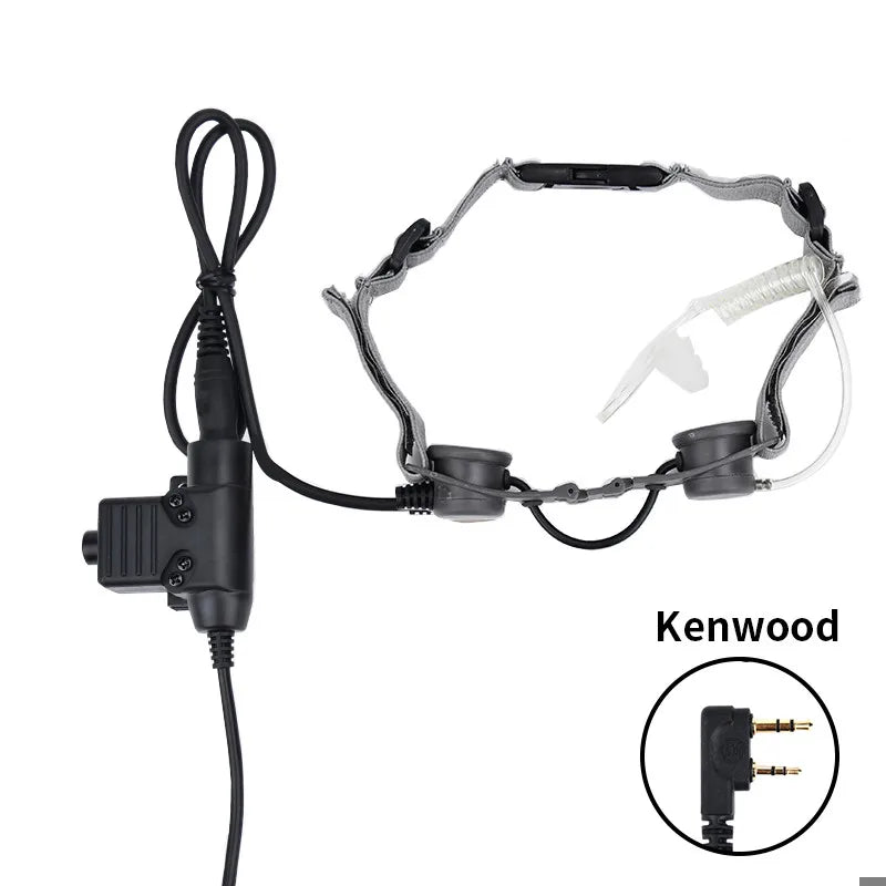 Microphone Laryngophone Tactique WADSN pour Radio Kenwood, BaoFeng UV-5R, UV-5X, UV-82 avec PTT U94 BLACKBEARD OUTDOOR INDUSTRIES