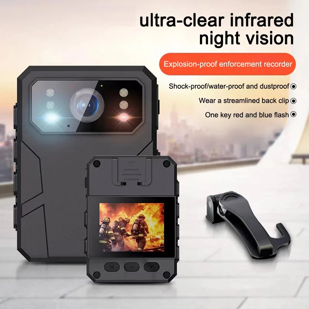 Mini Body Camera 1080P – Vision Nocturne, 24h Autonomie, Carte TF jusqu'à 128Go