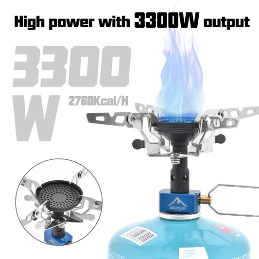 Réchaud à Gaz Camping Pliable 3300W – Ultraléger 92g, Acier Inox | Randonnée, Bivouac, Trekking