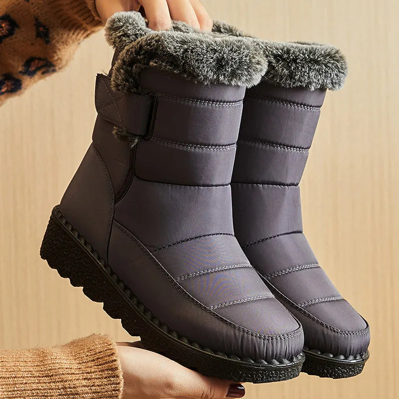 Bottes neige femme imperméables à doublure peluche
