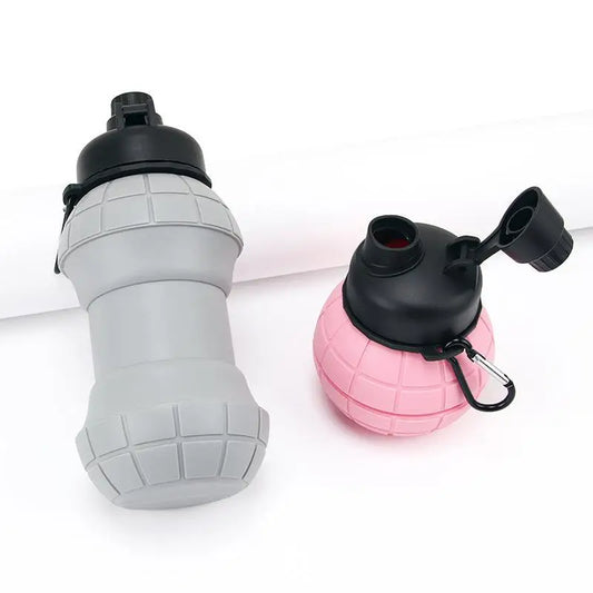 Gourde Silicone Pliable 500ml — Forme Grenade | Sport, Randonnée, Voyage & Outdoor | Ultra-Compacte | Silicone Alimentaire | 4 Coloris