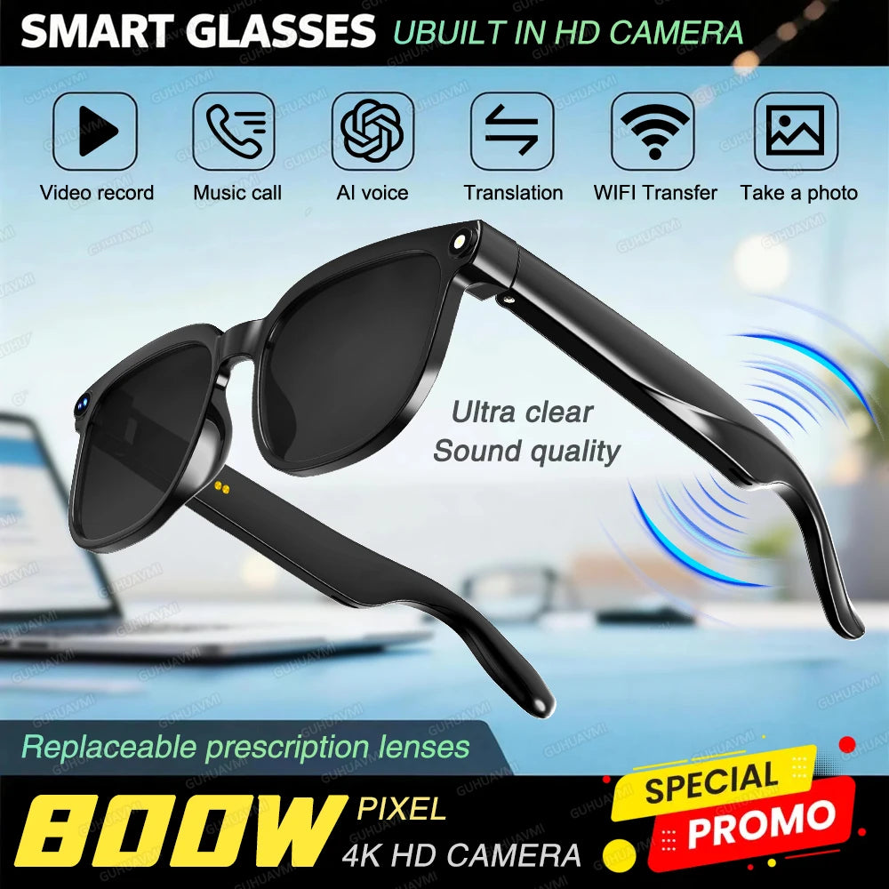 Lunettes Connectées AI 1080P – Caméra HD, Bluetooth 5.3, Traduction Temps Réel | Modèle M02S