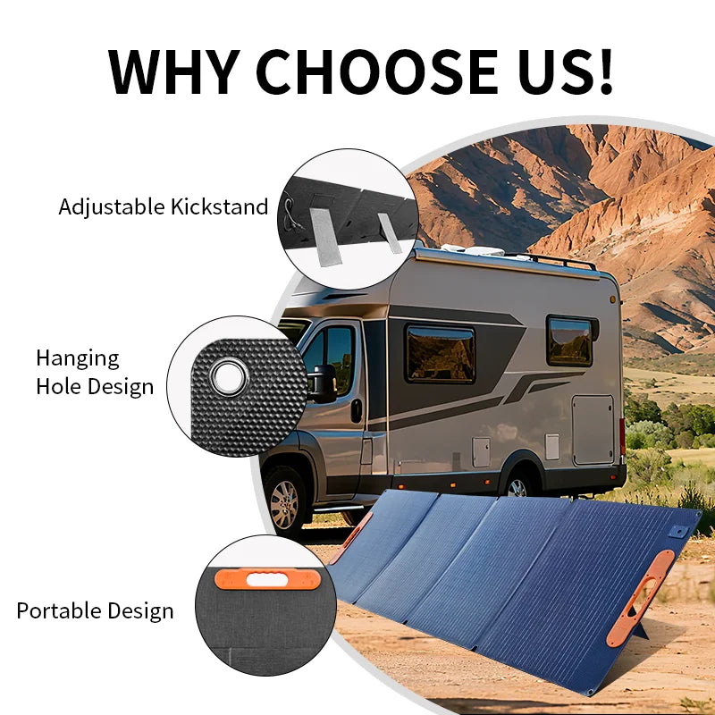 Panneau Solaire Portable 200W Pliable pour Générateur Électrique en Camping