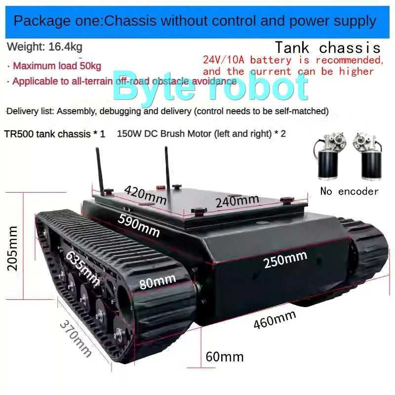 Châssis Robot Chenillé TR500 50 kg — STM32 Programmable — Police, Déminage, Sauvetage, R&D & Robotique - BLACKBEARD OUTDOOR INDUSTRIES