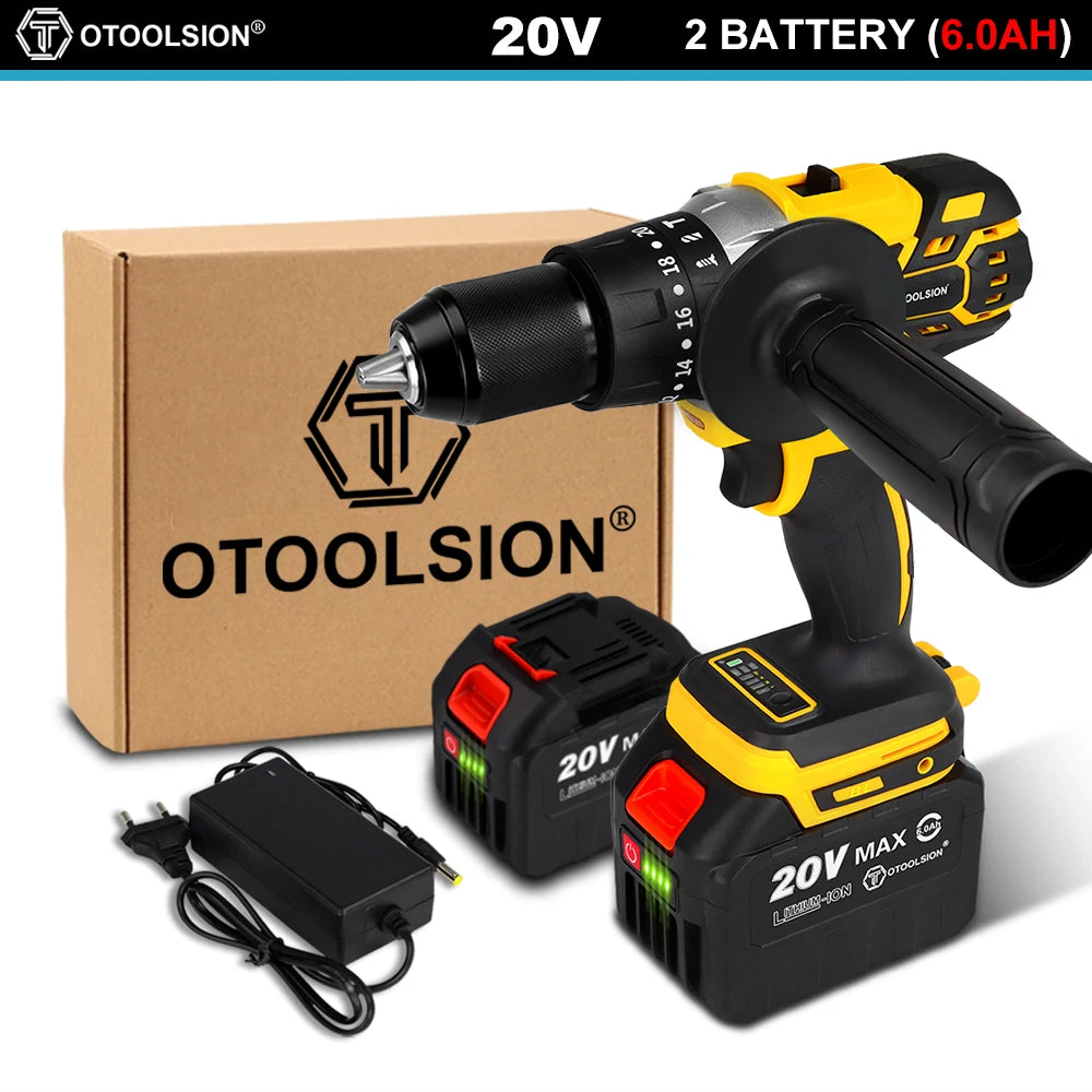 OToolsion 20V 13MM Perceuse sans fil à moteur Brushless – Visseuse à impact pour béton BLACKBEARD OUTDOOR INDUSTRIES