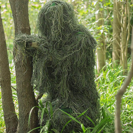 Ghillie Suit Fibres Souples Jungle – Combinaison Camouflage 3D Adulte avec Chapeau & Sac de Transport