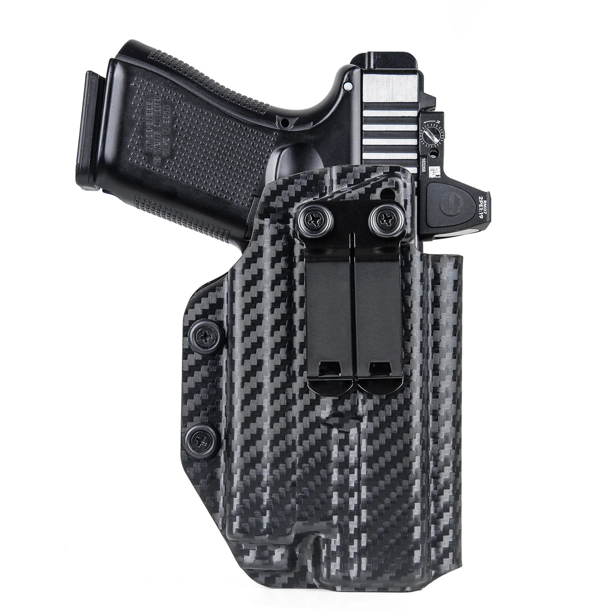Holster IWB Kydex Glock 19 / 19X / 23 / 25 / 32 / 44 / 45 – Compatible Olight Baldr S | Porté Dissimulé Appendice, Coupe Optique