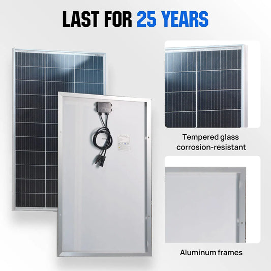 Panneau Solaire Rigide en Verre Monocristallin 100W – 18V - BLACKBEARD OUTDOOR INDUSTRIES