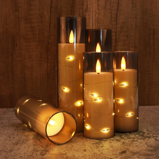 Set de 10/20 Bougies Sans Flamme avec Lumières LED en Fil de Câble et Télécommande - Bougies Pilier à Minuterie pour Décoration Intérieure - BLACKBEARD OUTDOOR INDUSTRIES