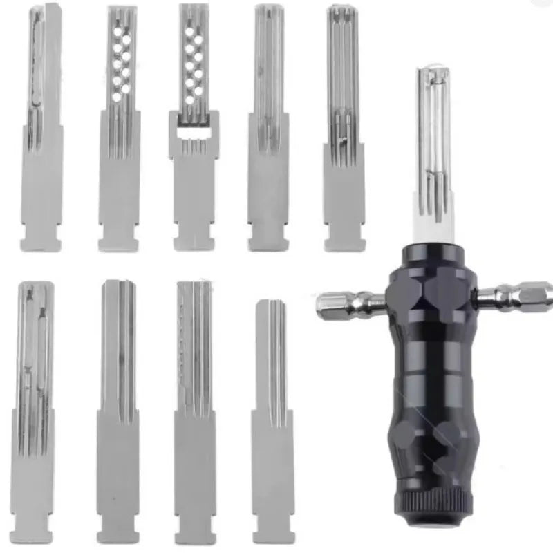 Kit de Crochetage Acier Inoxydable 10 en 1 avec Clés Interchangeables pour Serrures Tubulaires - BLACKBEARD OUTDOOR INDUSTRIES