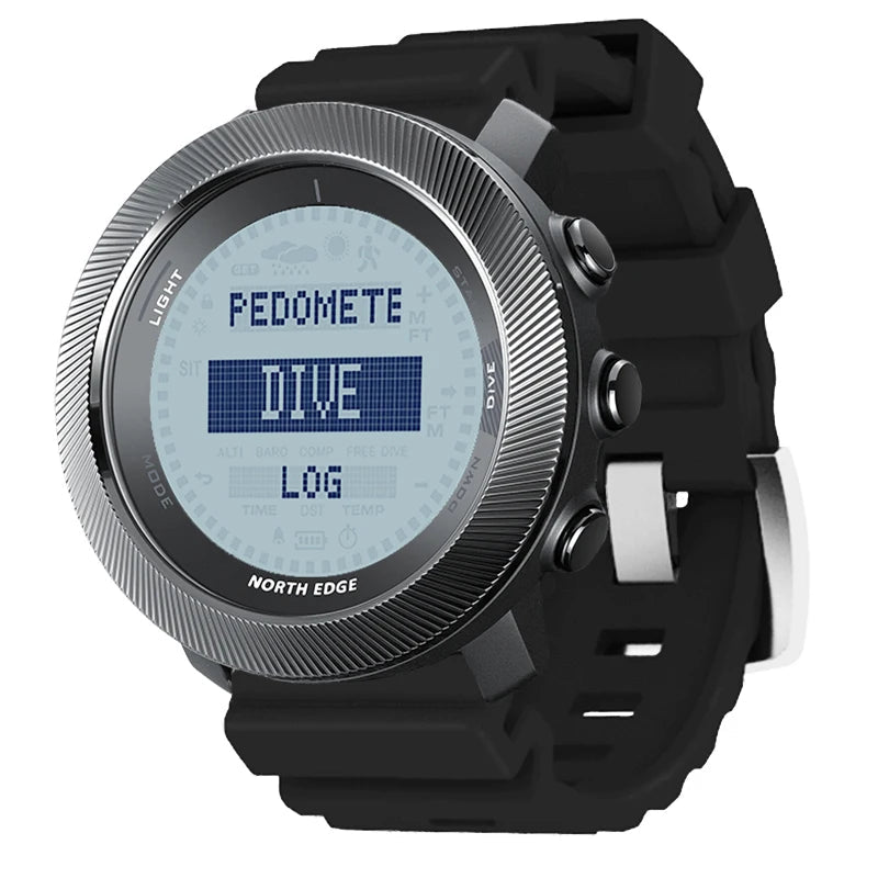 Montre Digitale NORTH EDGE APACHE-D – Plongée Libre 100M, Altimètre, Baromètre, Boussole