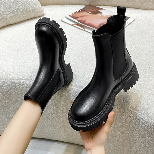 Bottines Femme Semelle Épaisse – Bottes Courtes Imperméables Automne Hiver | Confort & Style