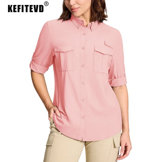 Chemise Femme de Randonnée KEFITEVD – Séchage Rapide, Respirante & Anti-UV – Manches Longues Modulables - BLACKBEARD OUTDOOR INDUSTRIES