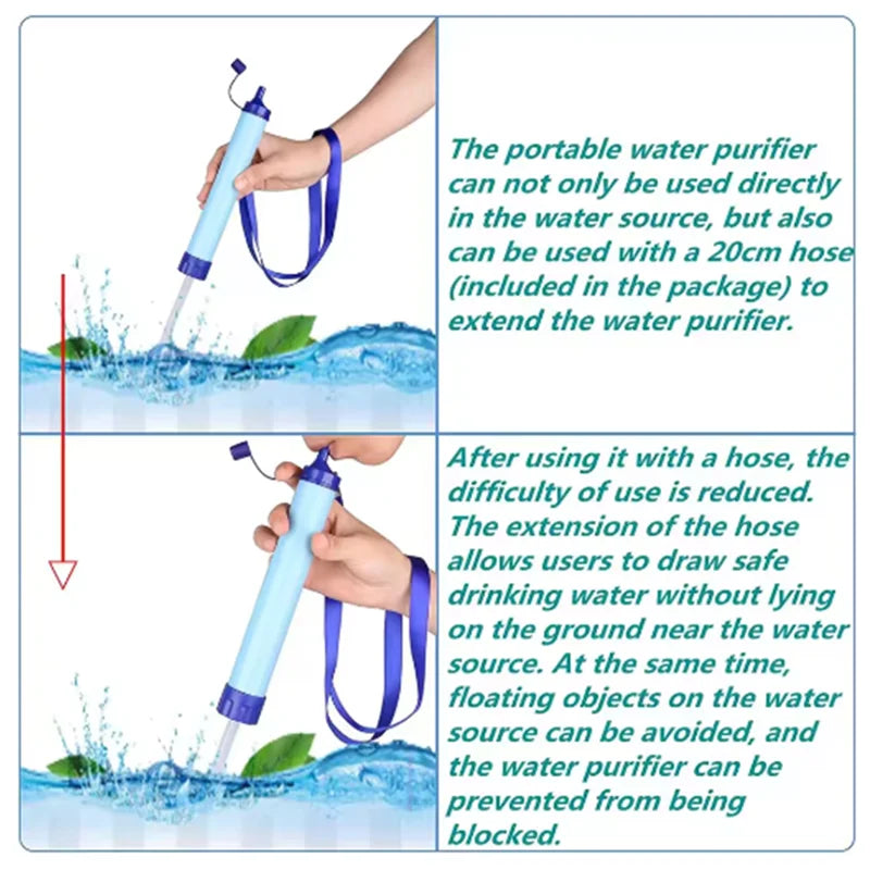 Filtre à Eau Portable Survie – Paille Purificateur 4 Étapes 0,01 Micron UPF