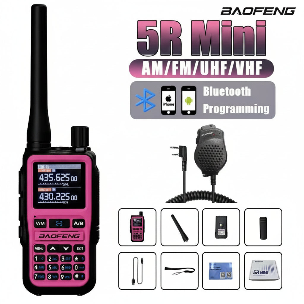 Talkie-Walkie Rose Baofeng U5R Mini – Bluetooth, 999 Canaux, USB-C, IP45
