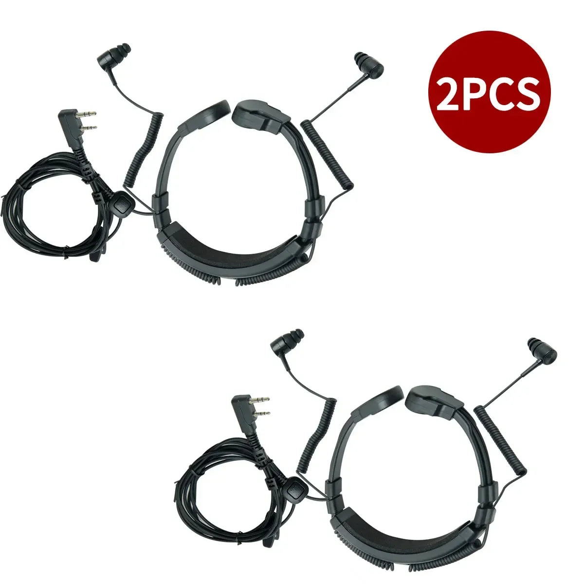 Micro-Gorge PTT Réglable Baofeng 2 Broches – Casque Talkie-Walkie Tactique