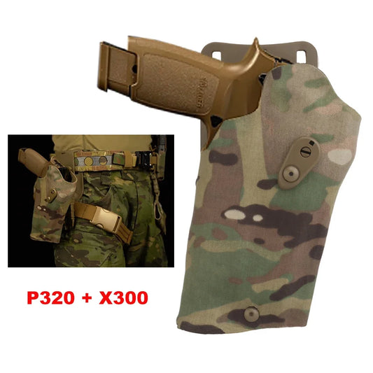 Holster Cuisse Tactique GB-79 SIG Sauer P320 + X300 – Système QLS, Sangle Cuisse, Droitier | Noir, Ranger Green, Coyote, Multicam - BLACKBEARD OUTDOOR INDUSTRIES