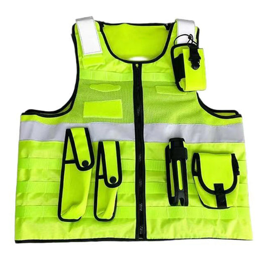 Gilet Tactique Duty Mesh Respirant 4 Saisons – Gilet de Patrouille et d'Intervention pour Agents de Securite, Formation et Surveillance Terrain (Noir / Jaune)