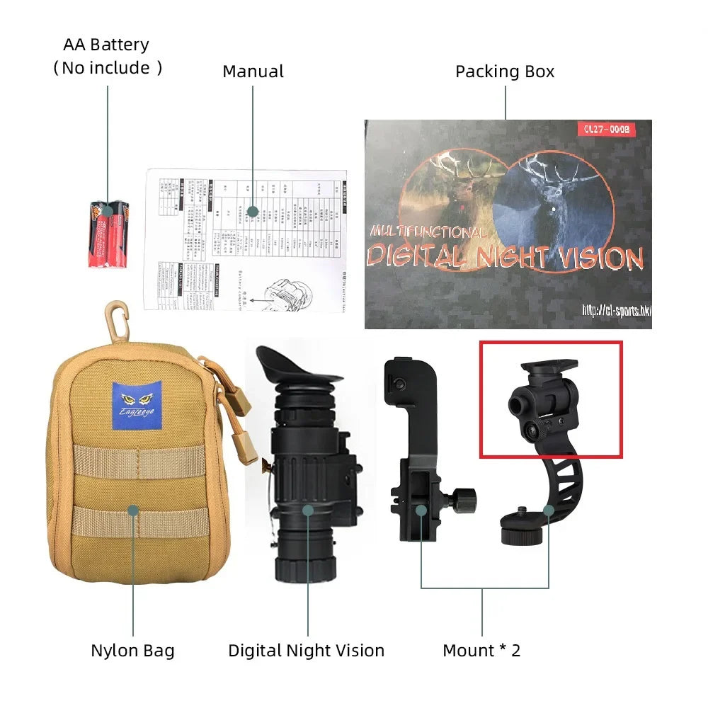Monoculaire Tactique PVS-14 Vision Nocturne IR – Montable sur Casque avec J-Arm (Modèle HS27-0008) Ma boutique