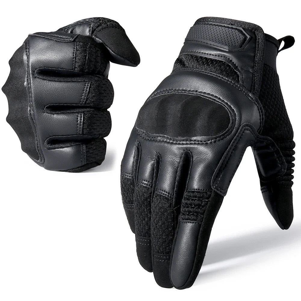Gants Moto Tactiles en Cuir PU – Protection Totale & Confort Haut de Gamme - BLACKBEARD OUTDOOR INDUSTRIES
