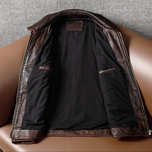Veste en Cuir Véritable M65 Homme — Moto, Outdoor & Chasse | Noir & Marron | M à 8XL - BLACKBEARD OUTDOOR INDUSTRIES