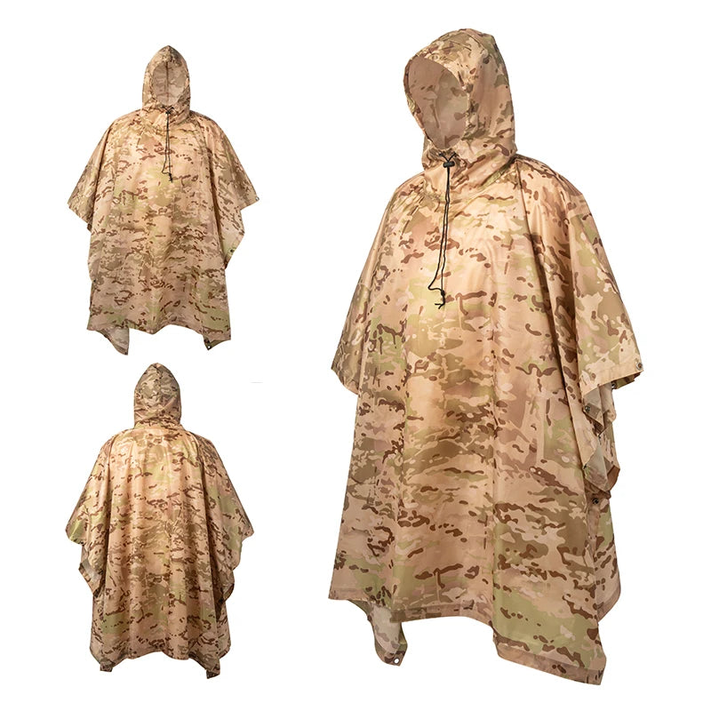 Poncho de Pluie Tactique Militaire - Imperméable, Polyvalent, avec Capuche Ajustable et Sac de Rangement BLACKBEARD OUTDOOR INDUSTRIES