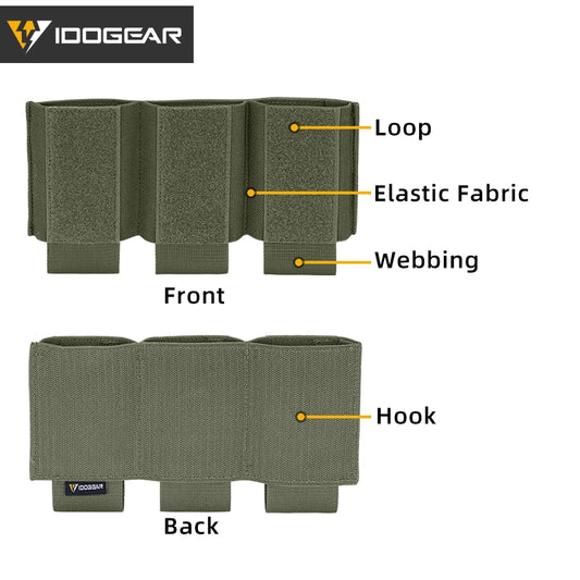 Poche à Chargeurs Tactique 5.56 Triple IDOGEAR – Modèle DOPE avec Fixation Élastique Hook & Loop - Référence 3598 - BLACKBEARD OUTDOOR INDUSTRIES