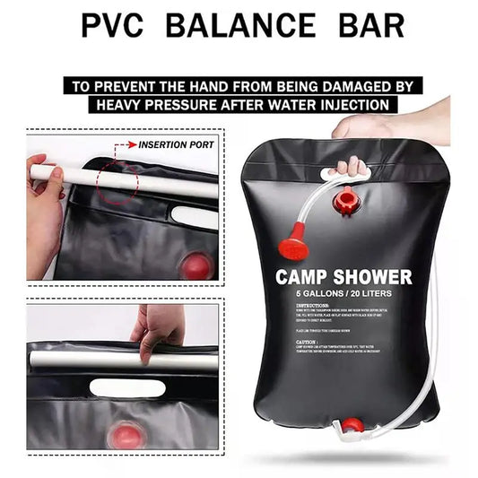 Sac de Douche Solaire 20L – Portable, Pliable, Camping & Randonnée