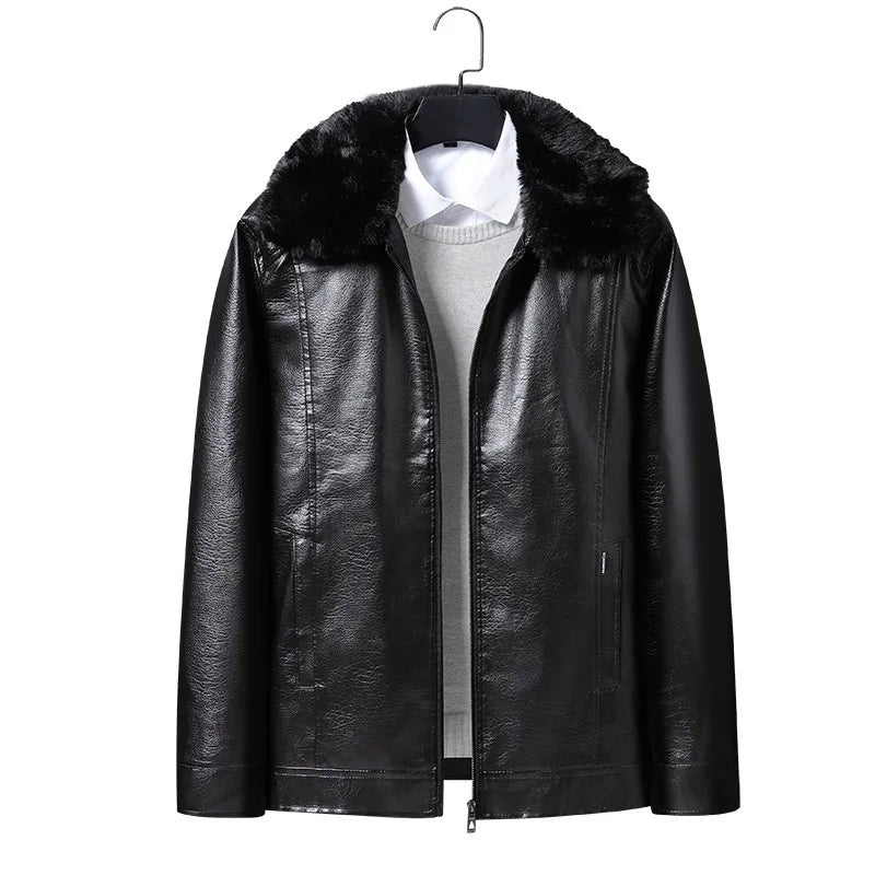 Veste Cuir Homme Hiver — Col Montant, Doublure Polaire Épaisse, Imperméable & Coupe-Vent | M à 4XL - BLACKBEARD OUTDOOR INDUSTRIES