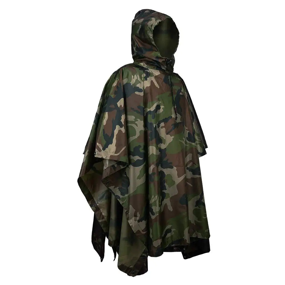 Poncho Pluie Camouflage Tactique Militaire – Imperméable Pliable | Randonnée, Chasse, Airsoft | 9 Coloris