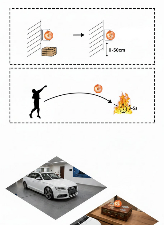 Boule Extinctrice Automatique Thermique – Poudre Sèche, Déclenchement Thermique, Usage Véhicule, Cuisine & Zones à Risque