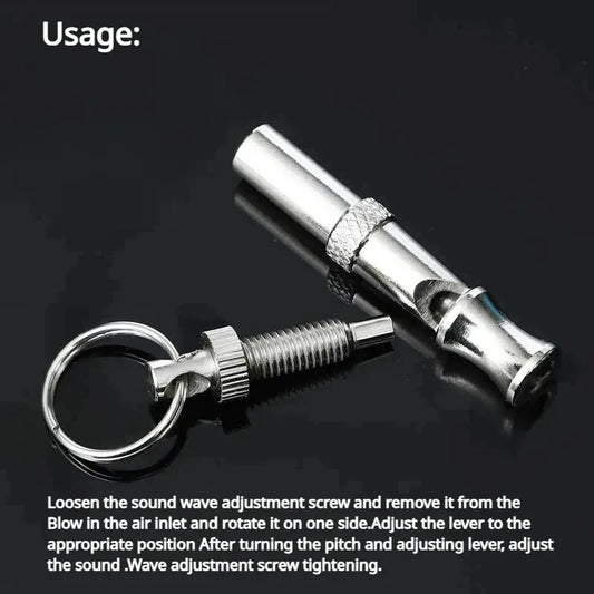 Sifflet de Dressage Chien Inox – Ultrasonique Réglable – Porte-Clés