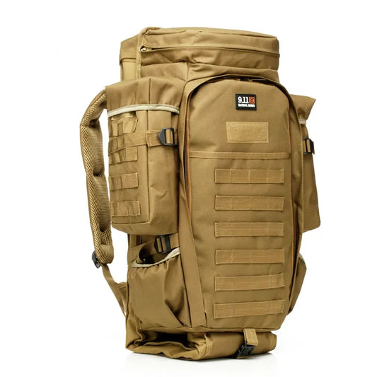Sac à Dos Tactique WOLF ENEMY 911 MOLLE 60-70L – Double Compartiment Fusil, Nylon Imperméable | Chasse, Randonnée, Militaire | 9 Coloris