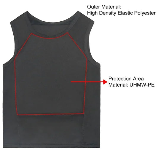 Sous-Vetement Balistique Dissimulable Niveau IIIA – T-Shirt Sans Manches Leger Respirant pour Agents de Securite et Personnel d'Intervention (M a 4XL, Noir / Blanc)