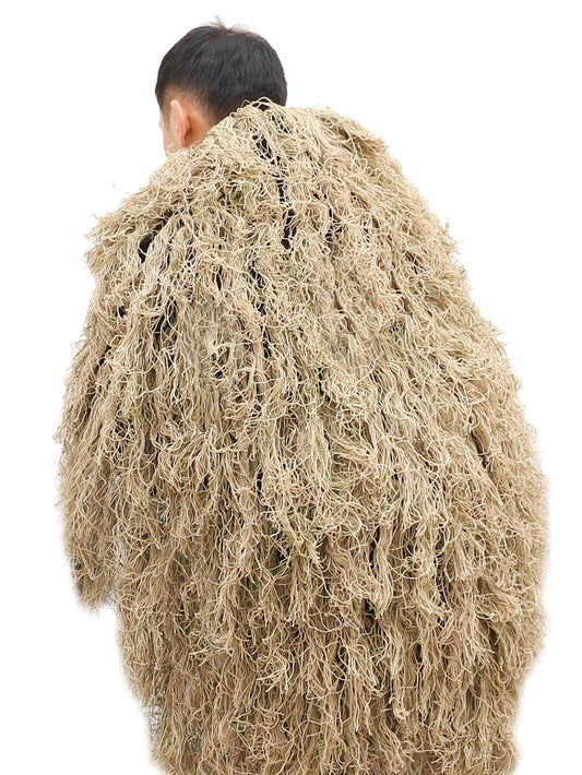 Cape Ghillie Camouflage Tricotée Main 80x90 cm – Chapeau et Poncho de Chasse Mixte