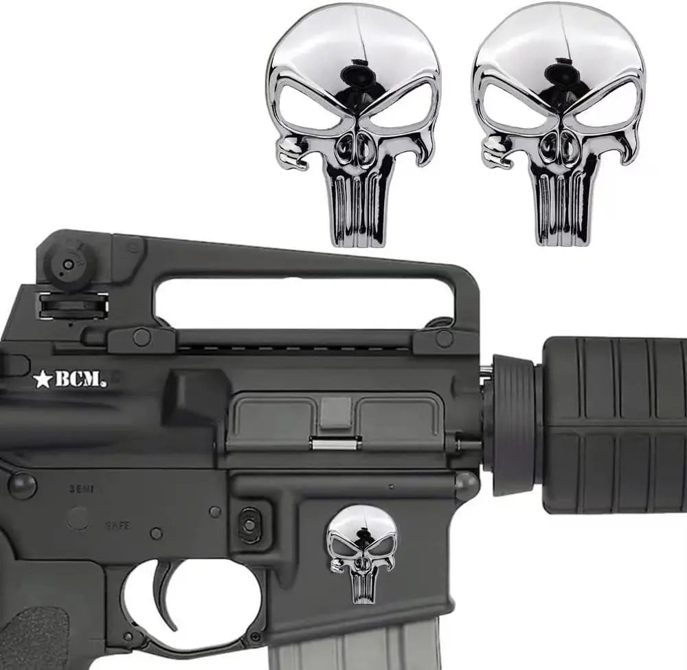 Autocollant métallique 3D tête de mort Ma boutique