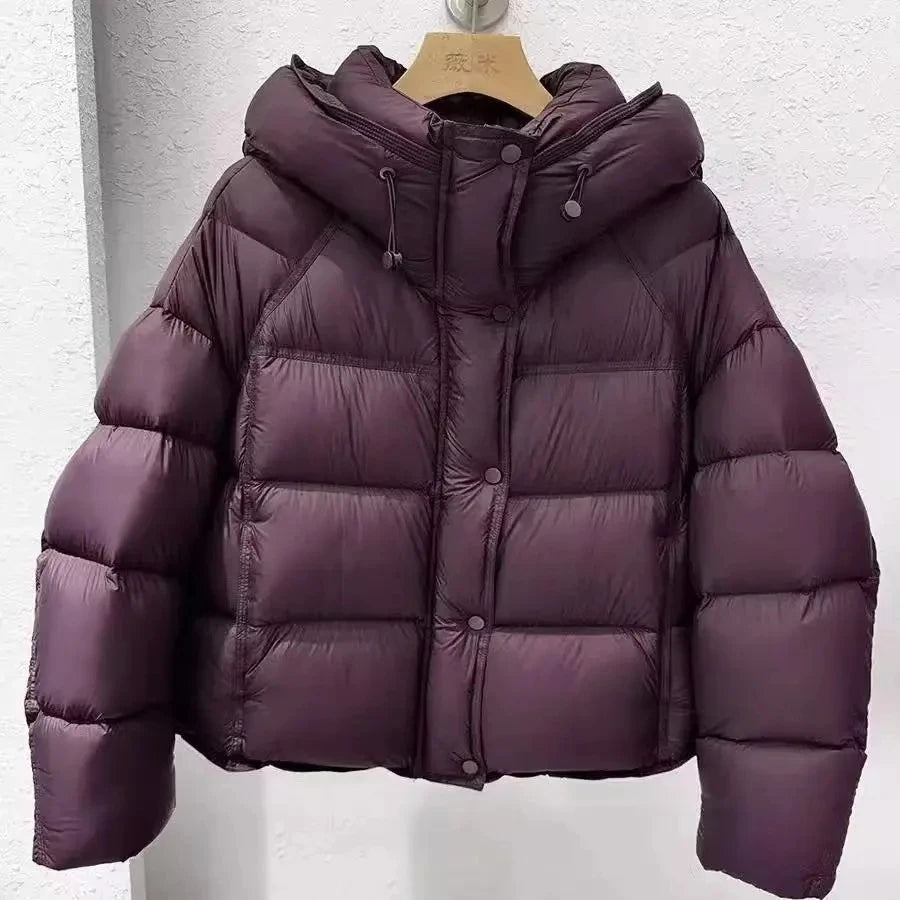 Doudoune femme courte à capuche en coton